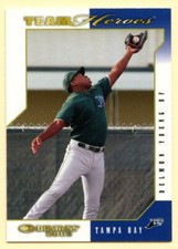 2001 Donruss Team Heroes Delmon Young baseball Rookie card #547 Tampa Bay Rays. rookie card picture