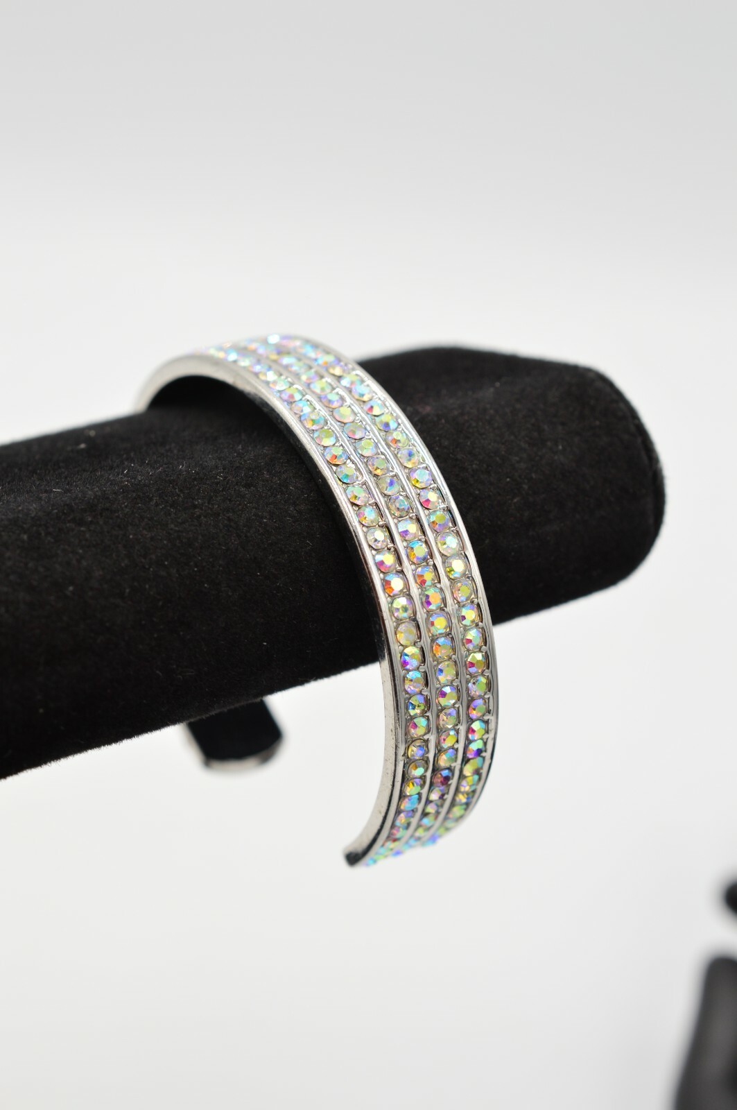 Statement Cuff Bangle Bracelet Silver Sparkling R… - image 6