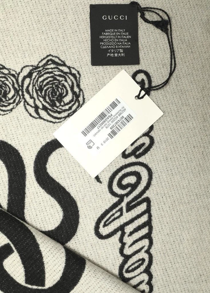 NUEVO GUCCI RUNNING SERPIENTE LANA LOGO CUELLO BUFANDA ENVOLTURA 35X180 CM Foto 4 de 4