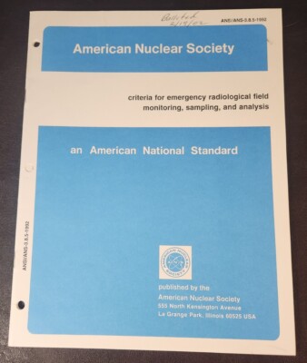 American Nuclear Society, Criteria For Emergency...ANSI/ANS-3.8.5-1992, PB/VG 