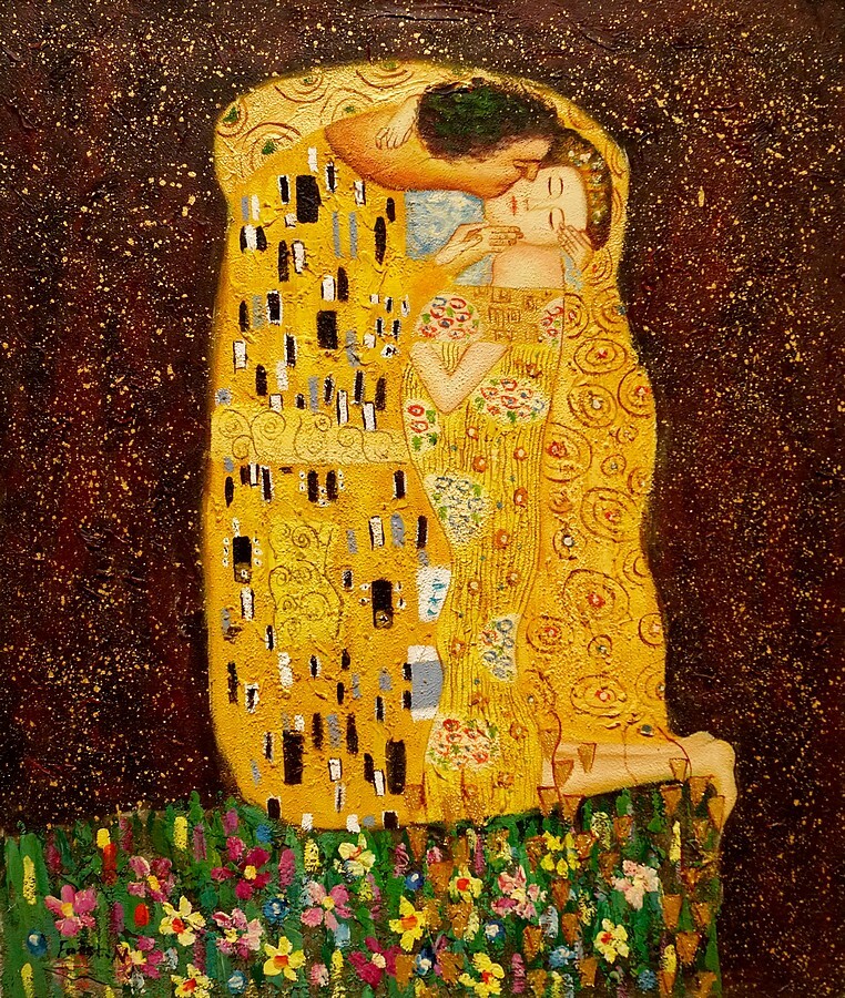Gustav Klimt ‚Der Kuss‘ Leinwanddruck – Extra Groß, Gerahmt, Fertig Zum Aufhängen