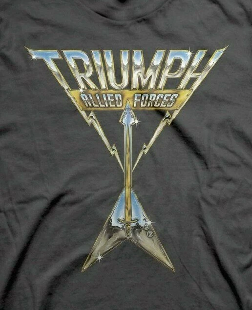 Triumph Allied Forces Hard Rock Heavy Metal Música Canadá Banda Camisa MM-TR-001 - Imagen 2 de 4