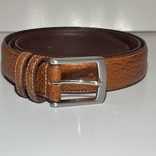 Genuine Brown American Bison Leather Belt Pebbled Leather