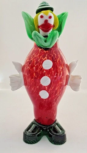 Vintage Murano Circus Clown Hand Blown Art Glass Figurine Sculpture 9” Tall