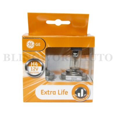 (PAIR) General Electric GE H4 Extra Life Longlife Halogen Headlight Bulbs 12V