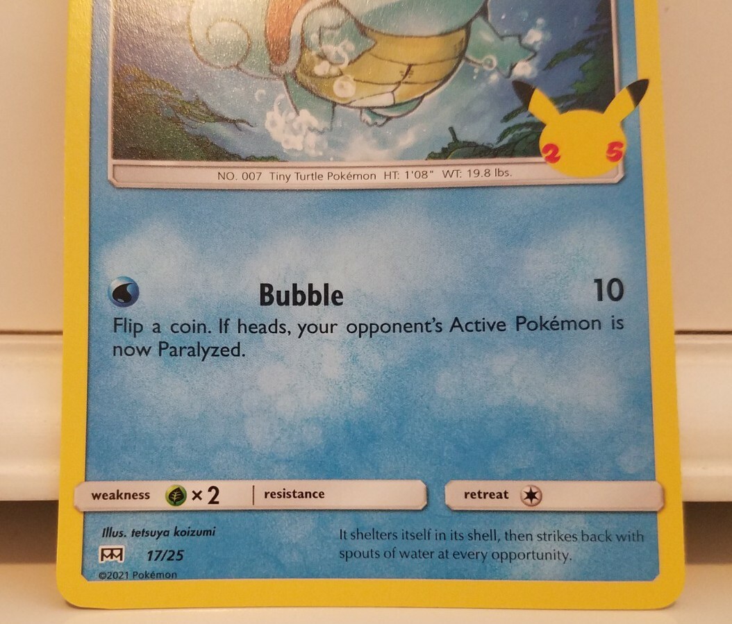 mcdonalds pokemon card squirtle Squirtle 17/25 Holo 25th Anniversary Mcdonalds Promo Pokemon Card Near