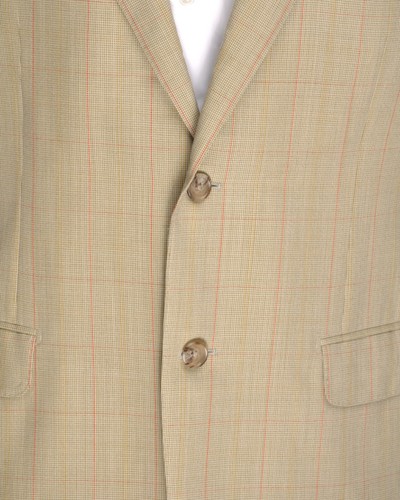Men's CORNELIANI MERINO Wool Check Beige Suit Blazer Jacket Size EU 52 / UK 42 - Picture 6 of 9