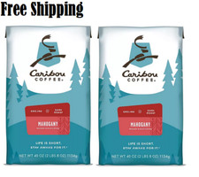 2 Pack Caribou Ground Coffee Mahogany Dark Roast 100 Arabica Coffee Bean 40 oz