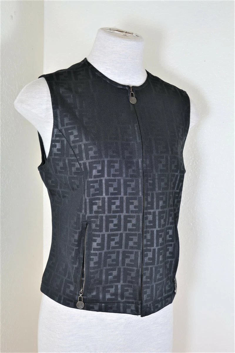 Vintage FENDI Roma Black FF Logo Monograms Vest 4 5 6 Small