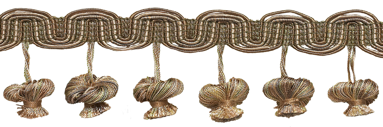Beige Ivory Lt Green 2"" Onion Tassel Fringe Trim Sandstone [5 Yards]