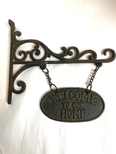 WELCOME TO OUR HOME Cast Iron WALL DOOR SIGN PLAQUE Entry