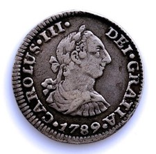 SC. Espagne-Carlos III. 1/2 Réal 1789 FM. Mexique. Argent 1,6 g. RARE