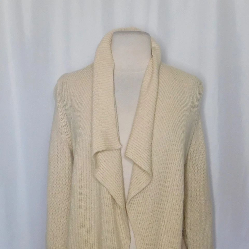 Cárdigan de lana VINCE Yak suéter cascada marfil neutro tejido X-pequeño Foto 3 de 4