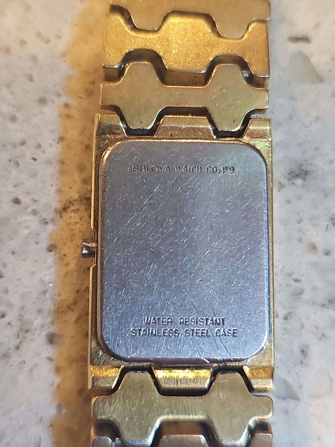 Bulova COP9 Gold-Tone Rectangular Case Black Dial… - image 4