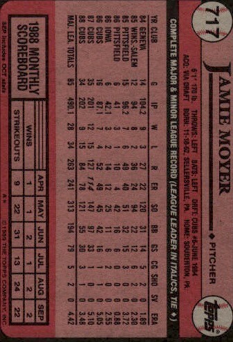 1989 Topps #717 Jamie Moyer | eBay