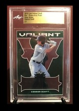 1-2017 LEAF VALIANT CLEAR GREEN PRISMATIC CONNOR SCOTT PIRATES 1/1 LEAF SLABBED 