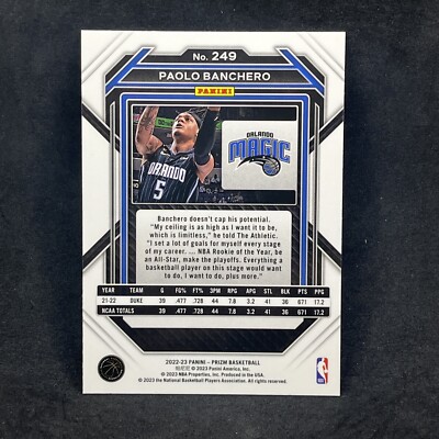 2022-23 Panini Prizm PAOLO BANCHERO Base Prizm Rookie RC Magic