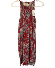  69.99 NWT Loft Red  Gray Floral PRINT SLEEVELESS SWING DRESS SIZE XXSP