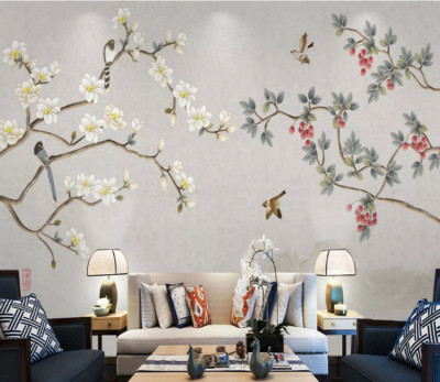 3D Flower Branch KEP6579 Wallpaper Mural Self-adhesive Removable Sticker Kay