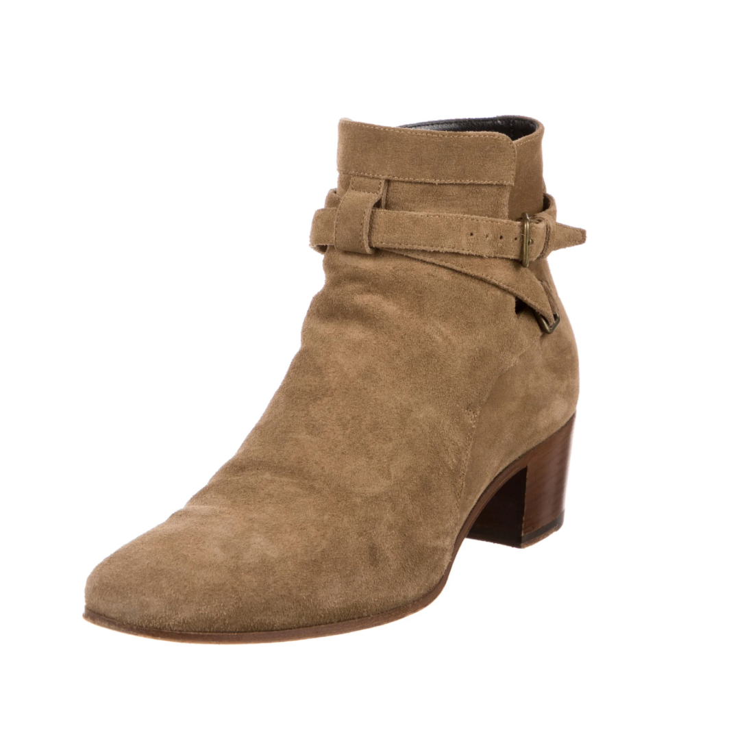 Stivaletti SAINT LAURENT scamosciati Jodhpur con cinturino taglia US 7 5 37 5 marrone neutro