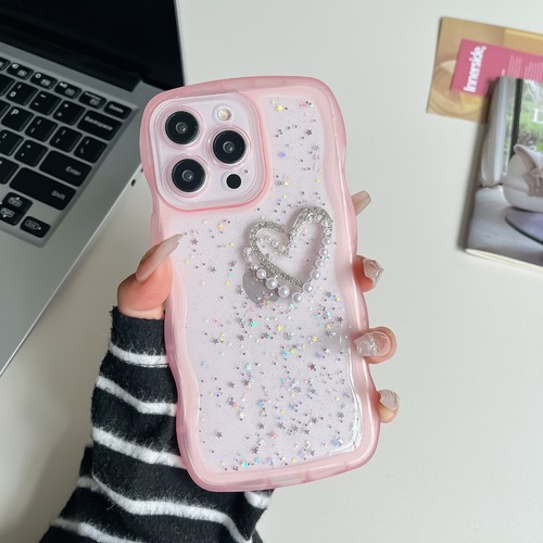 For Samsung S25/S24/A36/A56 iPhone 16 15 Pearl Love Wave Case Flash Foil Cover - Picture 11 of 18