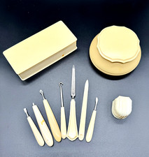Pyralin Dubarry French Celluloid Vanity Dresser Set Powder Box Mini Compact B1B