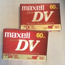 Lot of 2 NEW Sealed Maxell 60 Minute Mini DV 60/SP 90 L/P Digital Video Cassette