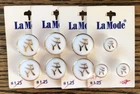 Lot of Vintage LA MODE Asian Themed Milk Glass and Gold Tone Buttons NOS