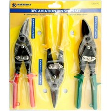 3PC AVIATION TIN SNIPS SET SHEET METAL CUTTERS SHEARS TINSNIPS