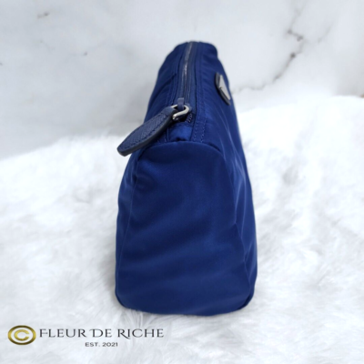 Prada Necessaire Tessuto Nylon Medium Toiletry Clutch Case Blue