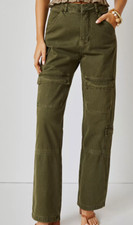 Anthropologie Pilcro Women's Army Green Cargo Utility Pants Relaxed Fit Size 27