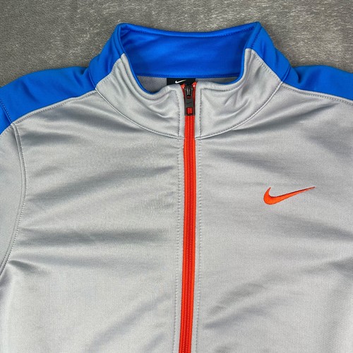 Veste Nike homme gris moyen bleu rester cool fermeture éclair complète échauffement survêtement top athlétique - Photo 4/13
