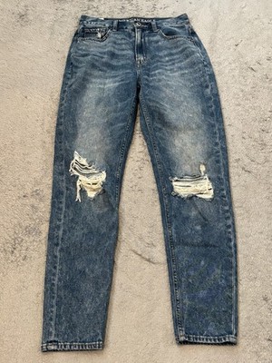 American Eagle Jeans Womens 00R Mom Jean Blue Stretch High Rise Tapered Leg