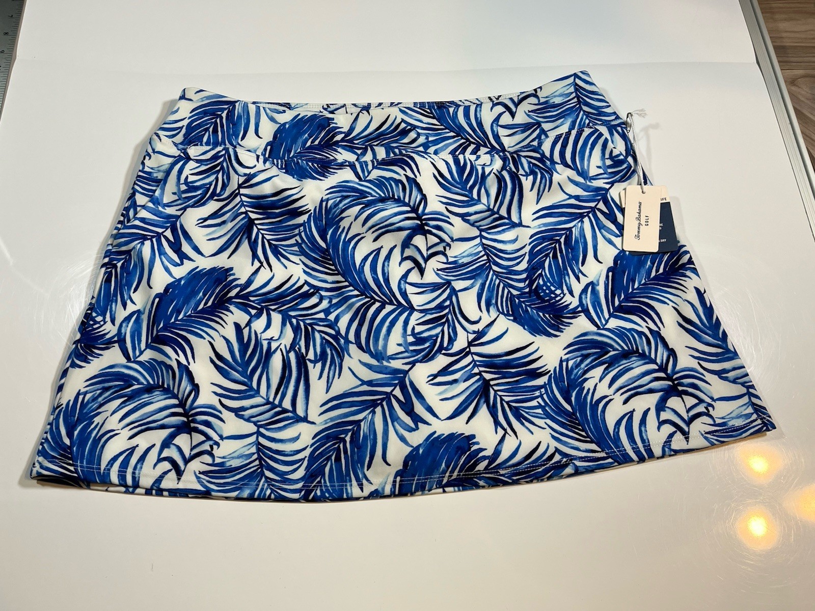 NWT Tommy Bahama Skort Skirt  XL Blue Leaves Pockets Golf Tennis Pickleball