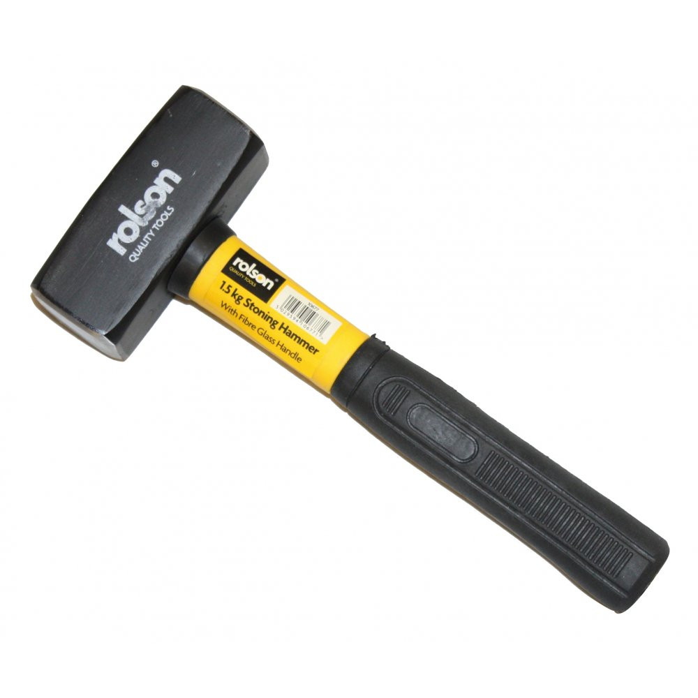 Rolson Fibreglass Shaft Handle Stoning Hammer 1.5kg Rubber Grip
