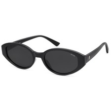 SOJOS Retro Oval Polarized Sunglasses for Women Chic Cat Medium, Black/Grey