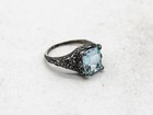 Estate 5ct Natural Swiss Blue Topaz Sterling Silver Filigree Ring — photo 5
