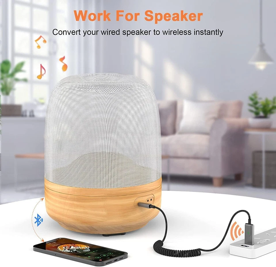 USA Aux to Bluetooth 5.1 Adapter 3.5mm Bluetooth Receiver Microphone for Car Lot - Image 2 of 4