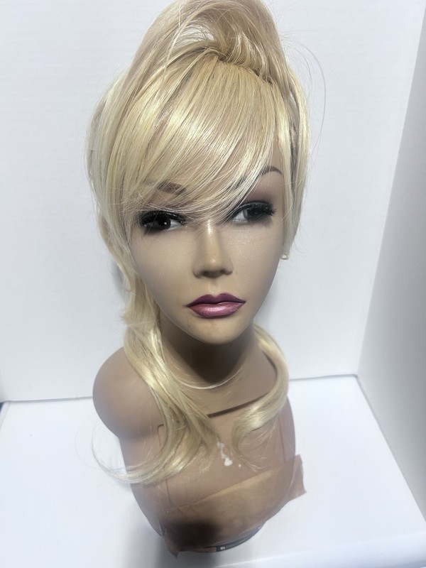 Golden Blonde Updo Wig/ Hi Lights And Bangs/ Drag Wig
