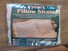 Ruffled Bed Pillow Sham with Embroidered Eyelet Detail, Standard, White 1 Sham
