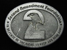 QA01142 VINTAGE 1970s  SECOND AMENDMENT FOUNDATION  GUN  FIREARM BELT BUCKLE