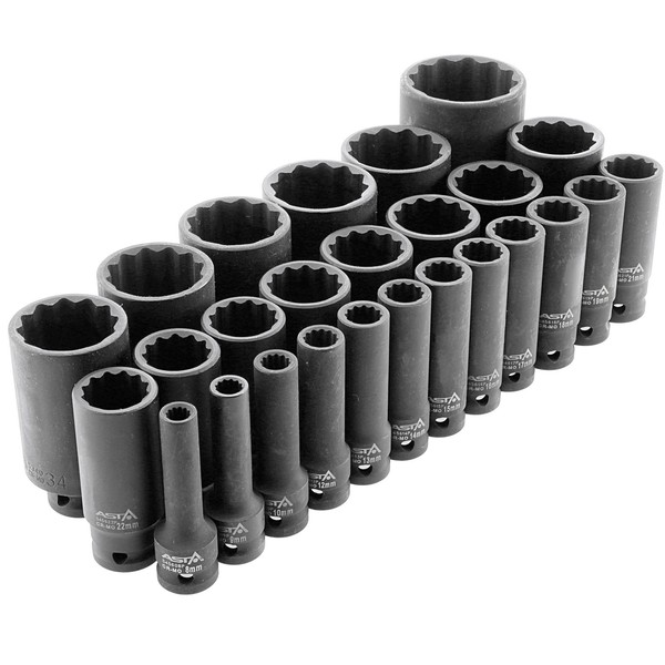 Schlagschrauber SteckschlüSsel 10 Mm Vielzahn Stecknuss 12-Kant Kraftnuss Lang-image