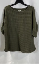 NWT MAX STUDIO Army Green Waffle Knit Dolman Sleeve Top Women's Size XL