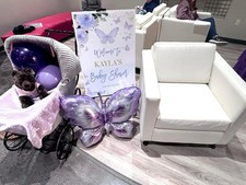 Vintage White Wicker Baby Carriage with Patterned Liner