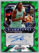 2021 Panini Prizm WNBA TINA CHARLES Green Ice Prizm Signatures #SG-TCH Mystics