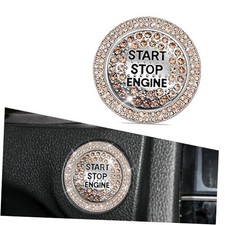 Bling Crystal Car Engine Start Ring Sticker, Sparkling Rhinestone Champagne