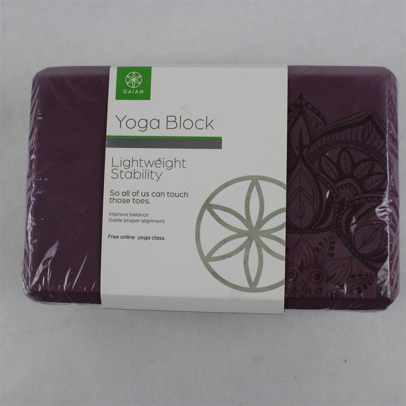 Gaiam Yoga Block Purple w/ Designs Lightweight 9x6x4 inches - New