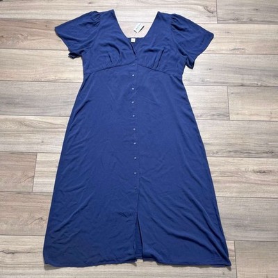 Old Navy Womens Button Front Flutter Sleeve Midi Dress Size XL Volcanic Glass