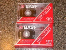 Two 2 Sealed BASF FERRO EXTRA I  90 Min Blank Analog Audio Cassette Tapes