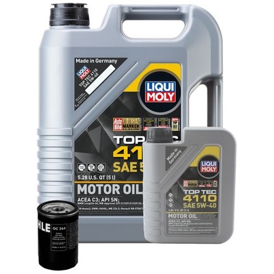 6L Liqui Moly Top Tec 4110 5W-40 Mahle Engine Oil Change Kit for Golf 2.8 V6 AAA